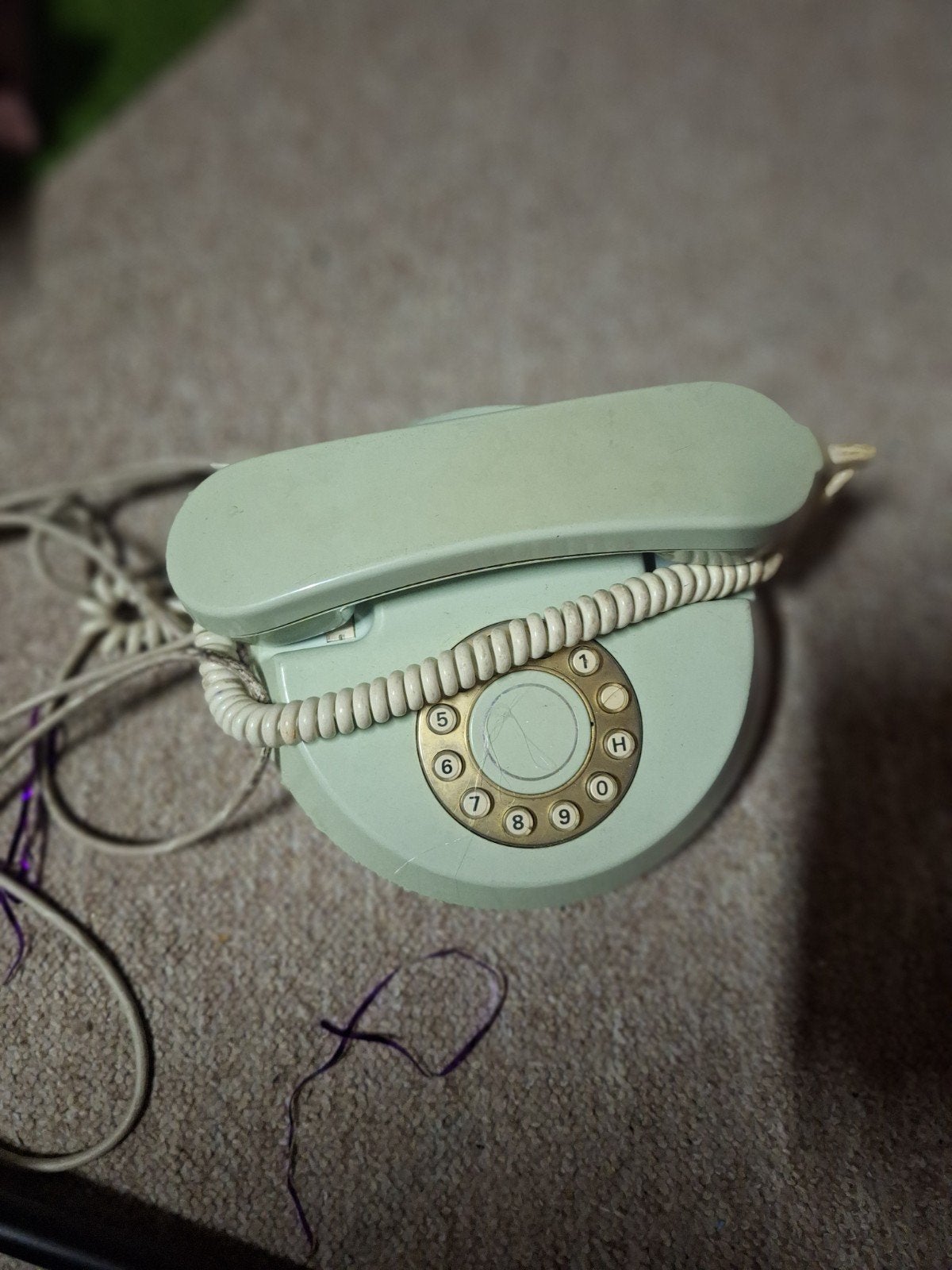 Vintage Telefoon met Draaischijf - Lichtgroen, Ophalen, Gebruikt, Met draaischijf