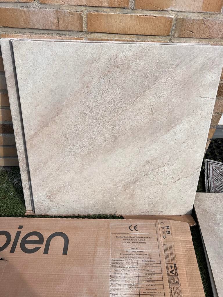 Nieuwe keramische tegels 61x61 cm - Beige 4 stuks, Ophalen, 60 cm of meer, Nieuw, Minder dan 5 m²