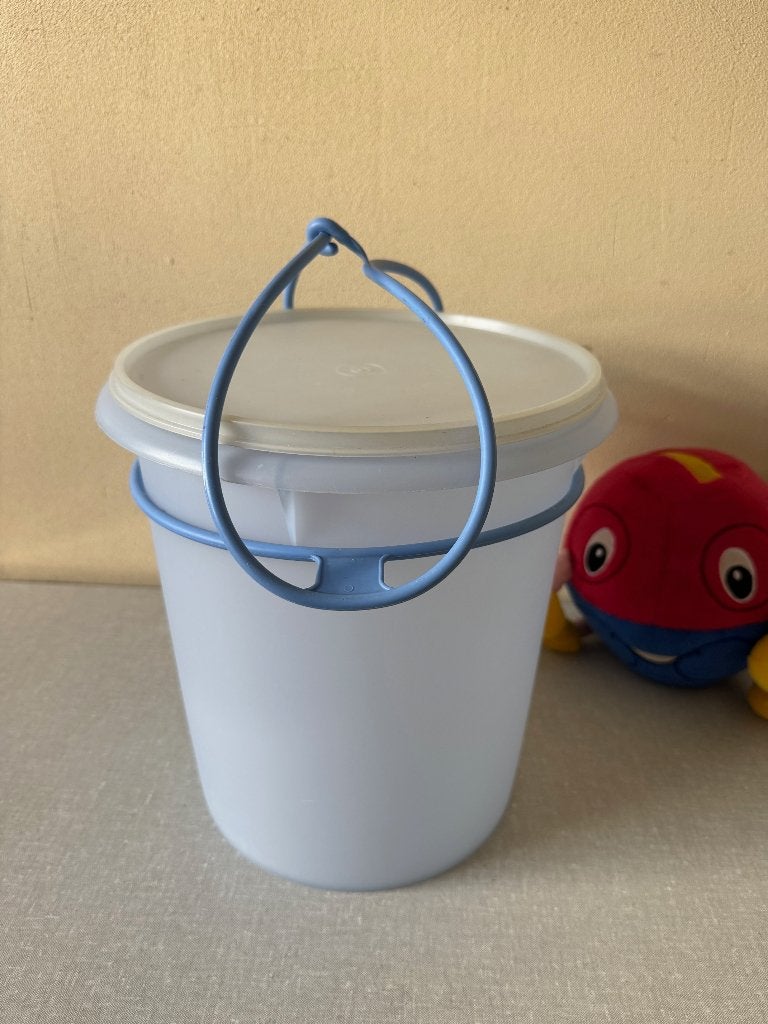Z.G.A.N. wasemmer + HENGSEL emmer TUPPERWARE Blauw - wit, Blauw, Met handvat, Ophalen of Verzenden, Zo goed als nieuw