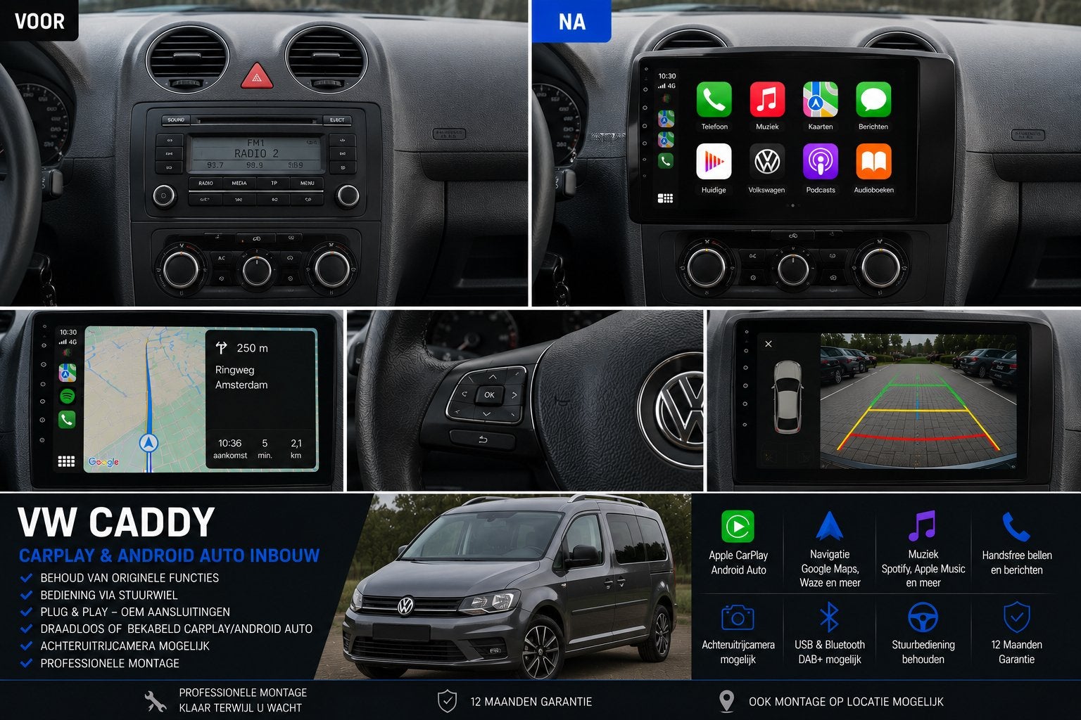Volkswagen Caddy CarPlay & Android Auto Inbouw, Ophalen, Nieuw