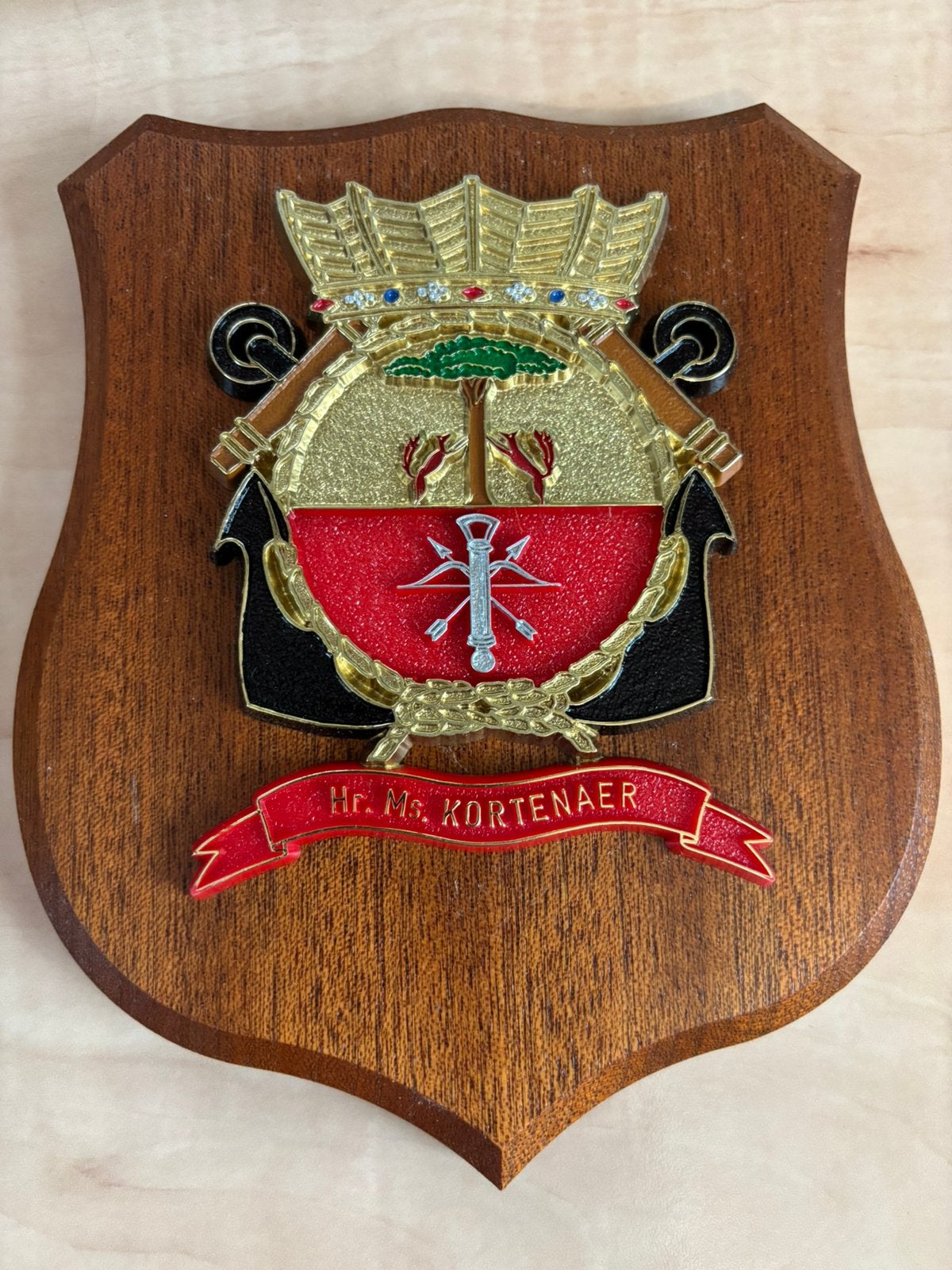 Hr. Ms. KORTENAER Marine schildje, Verzenden, Marine, Nederland, Embleem of Badge
