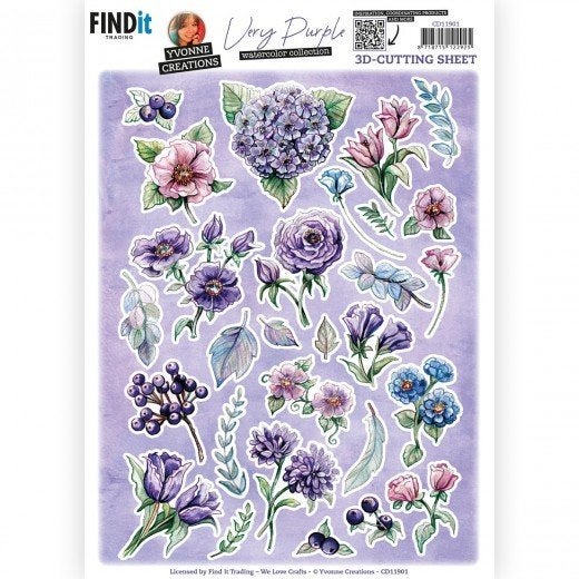 Yvonne Creations CD11901 Very Purple elementen knipvel A4, ., Nieuw, Ophalen of Verzenden, .