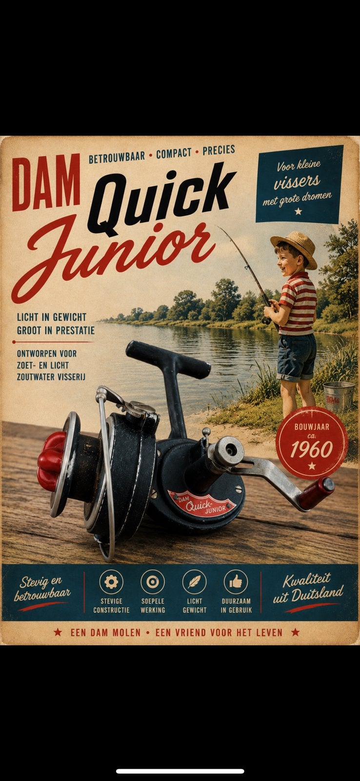 Vintage DAM Quick Junior spinmolen, Ophalen of Verzenden, Gebruikt, Molen
