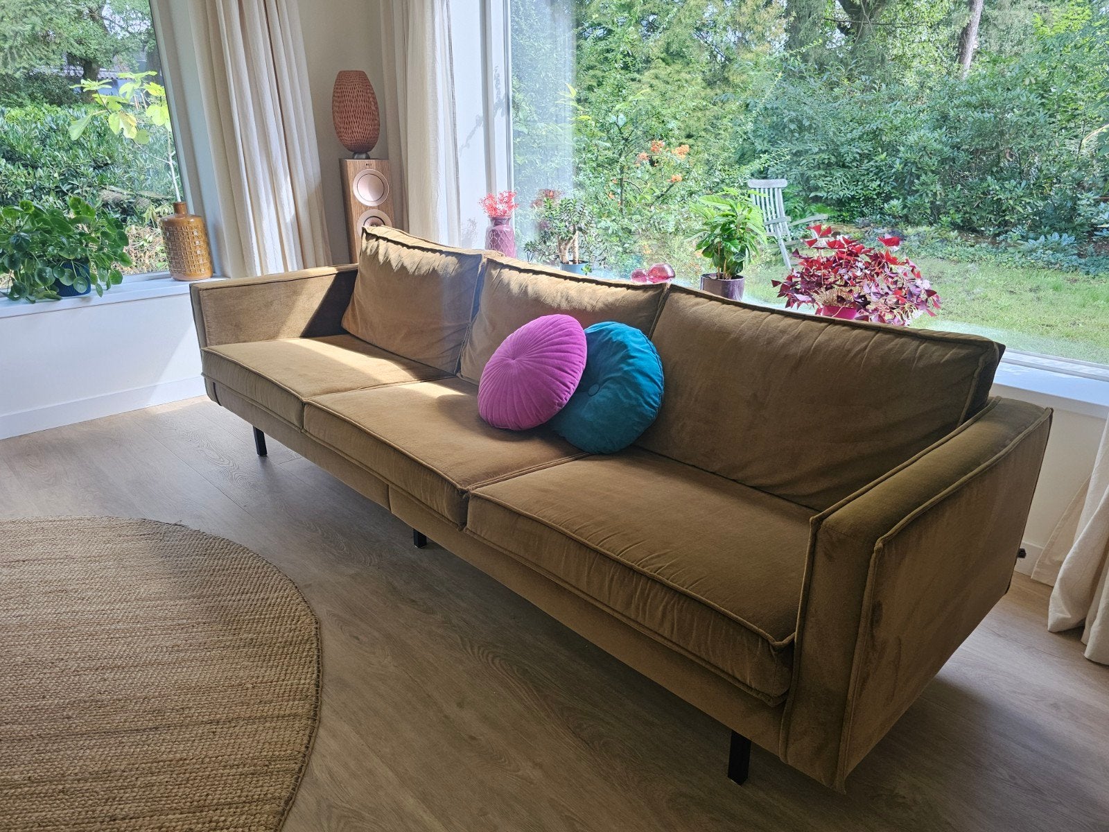 Velvet Rodeo bank 3-zits honingkleur izgst, Ophalen, 250 tot 300 cm, Driepersoons, 75 tot 100 cm