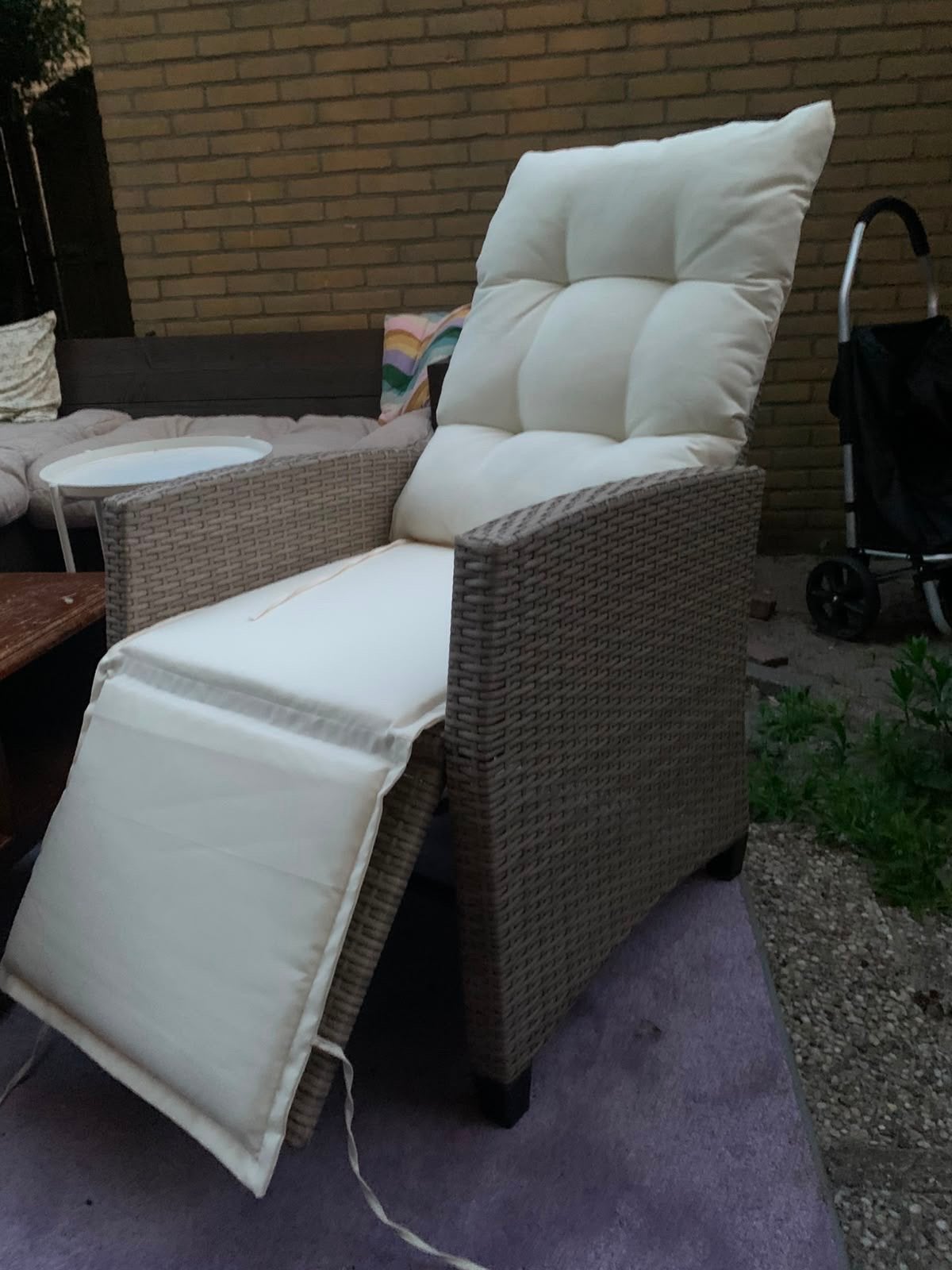 VidaXL verstelbare tuinstoel met kussen, Tuin en Terras, Tuinstoelen, Ophalen, Gebruikt, Wicker, Verstelbaar