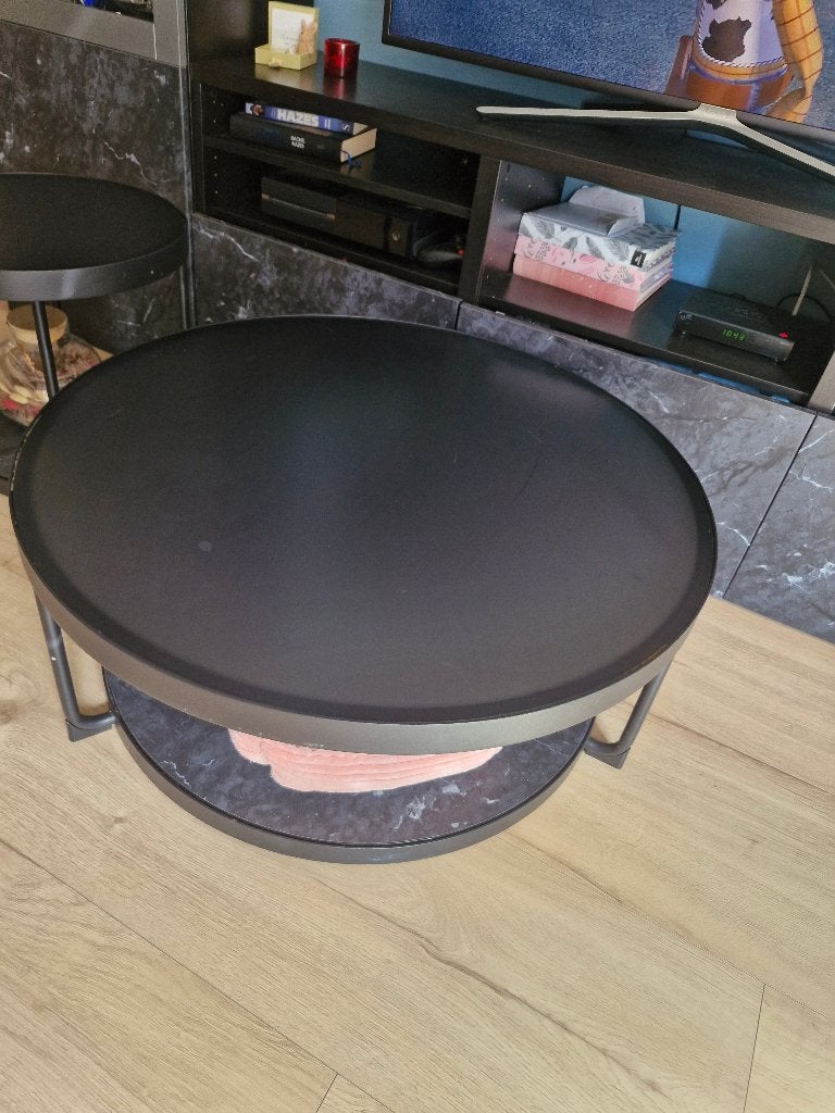 Frotorp salontafel ikea marmer, Gebruikt, 100 tot 150 cm, Rond, Glas