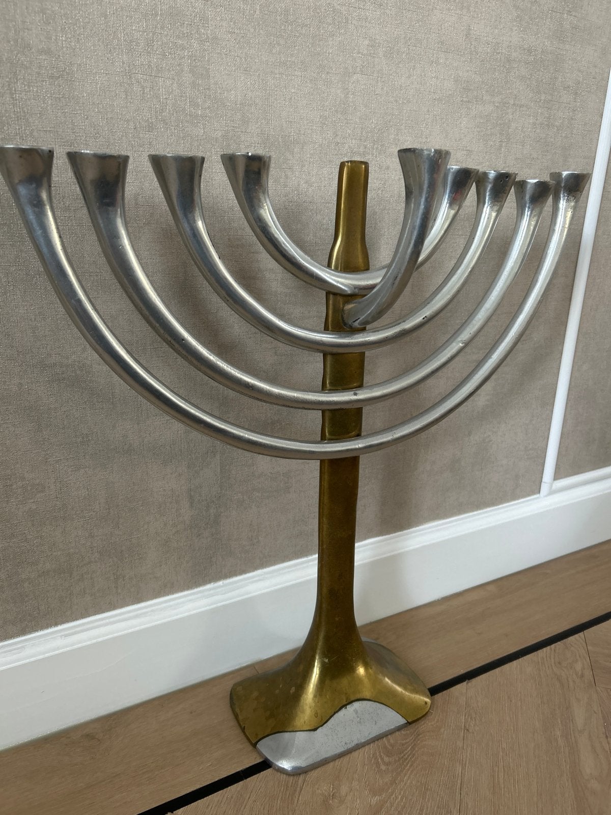 Vintage David Marshall Menorah - Messing en Aluminium, Ophalen, Koper of Brons