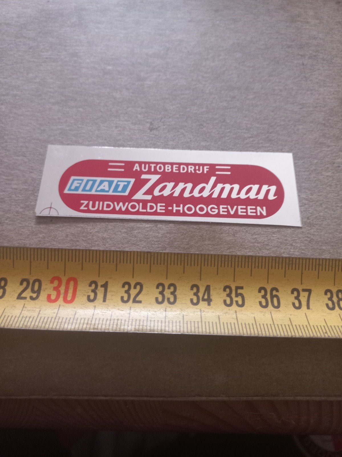 Vintage Fiat Zandman Autobedrijf Sticker Zuidwolde-Hoogeveen, Ophalen of Verzenden