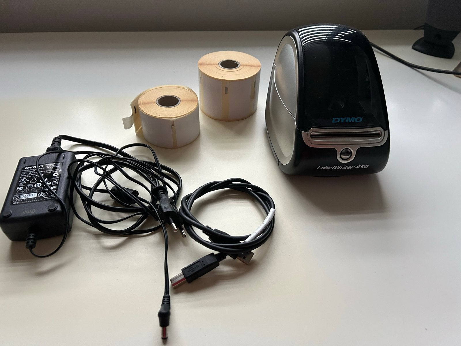 Dymo LabelWriter 450 labelprinter met accessoires, Zwart-en-wit printen, Gebruikt, Printer, Ophalen of Verzenden