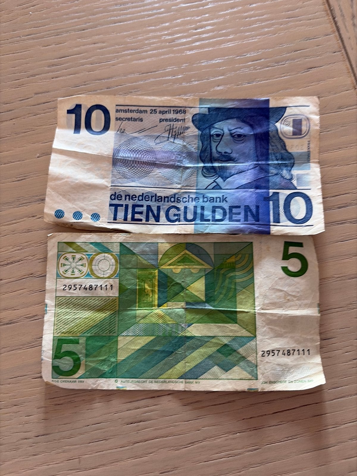 Oude Nederlandse bankbiljetten: 5 en 10 gulden, Postzegels en Munten, Ophalen of Verzenden, 10 gulden, Setje