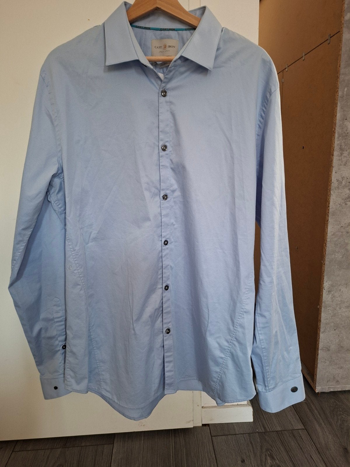 Cast Iron Heren Overhemd - Lichtblauw - Maat 2XL, Blauw, Ophalen of Verzenden, Zo goed als nieuw, Overige halswijdtes