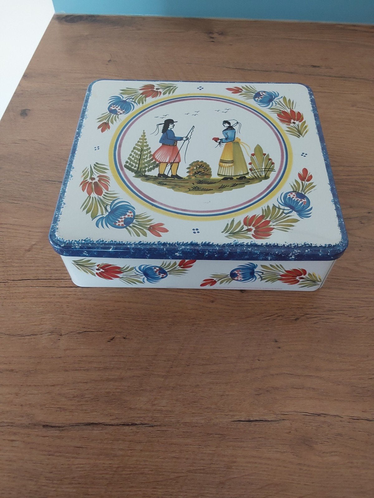 Vintage blikken koektrommel Massilly France., Ophalen of Verzenden, Gebruikt