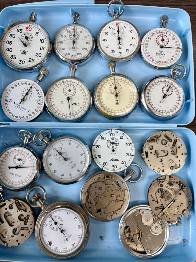 Oude en Antieke Stopwatches Uurwerken Stopwatch Onderdelen, Overige merken, Zakhorloge, Staal, 1930 tot 1960