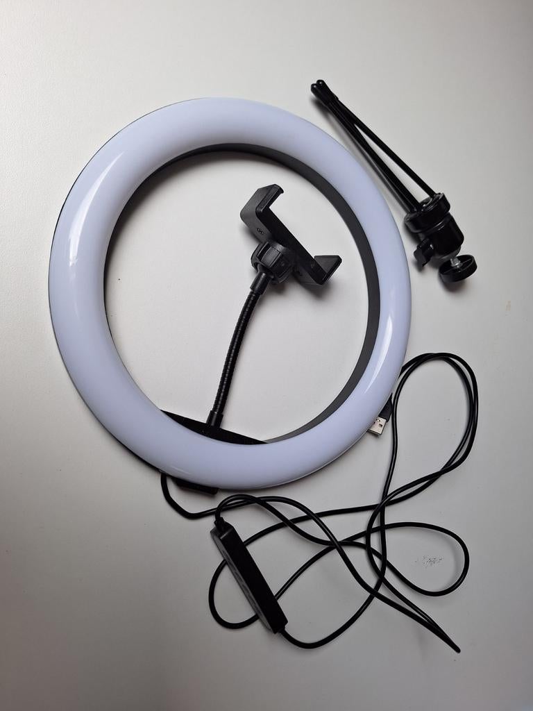 Ringlamp met telefoonhouder en statief, Ophalen, Zo goed als nieuw, Lamp of Flitsset