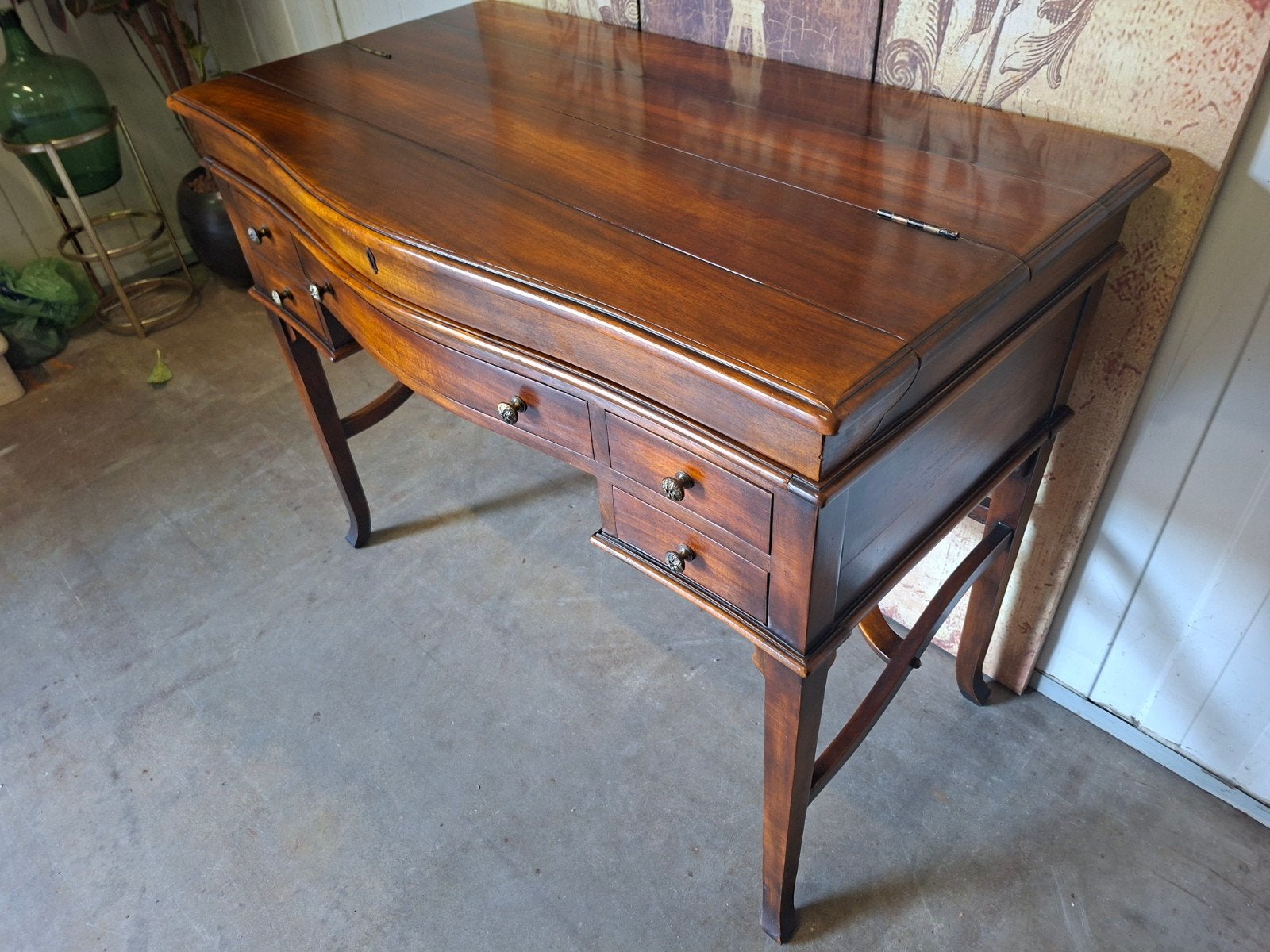 Klassieke Engelse openklapbare schrijftafel, secretaire, Huis en Inrichting, Bureaus, Ophalen of Verzenden, Zo goed als nieuw