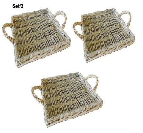 Tray onderzetter rattan dienblaadje Set/3, Verzenden, Nieuw