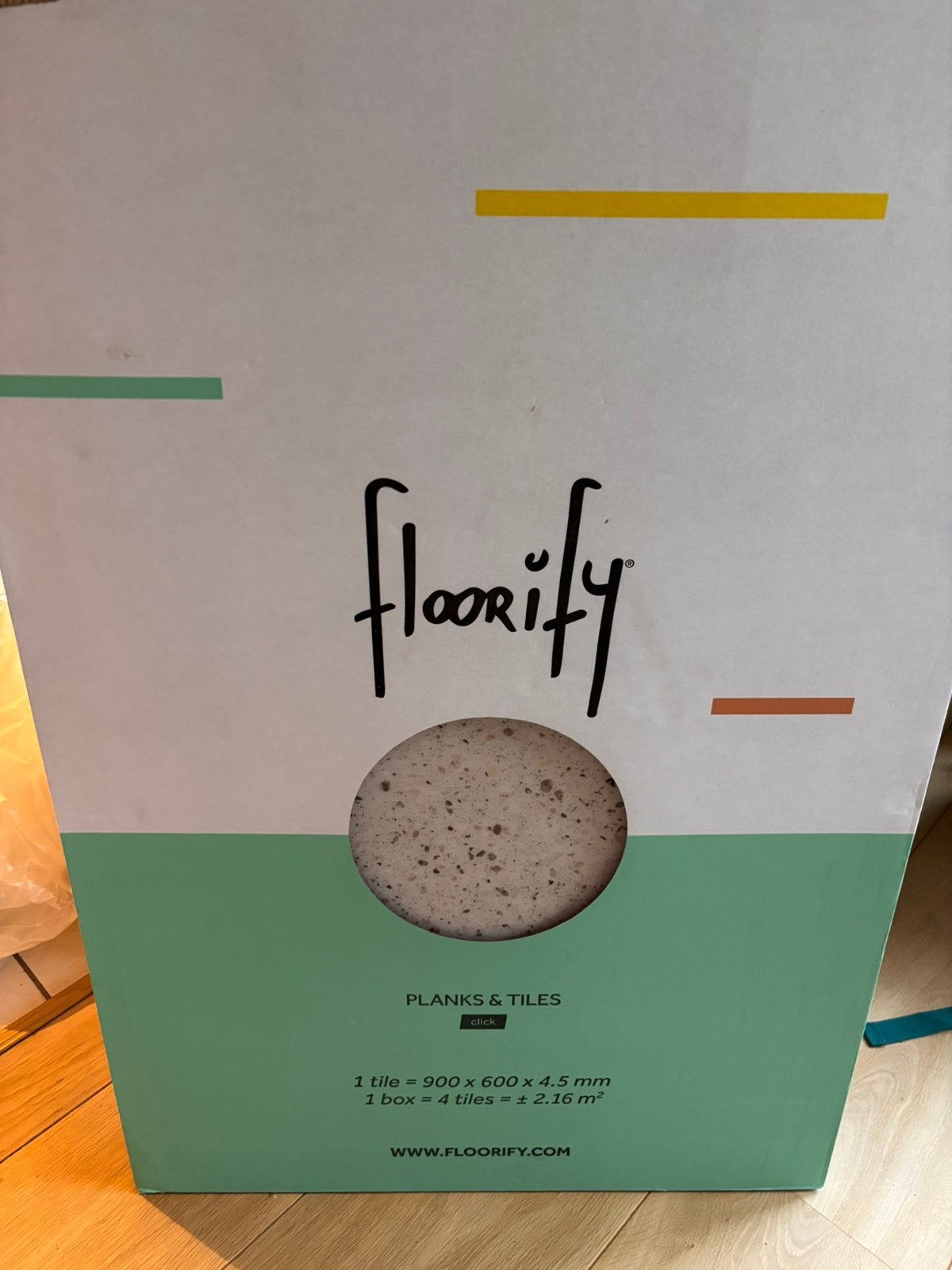 Floorify pvc click tegels piccolo 900x600 F032 nu F233, Ophalen, Kunststof, 50 tot 150 cm, Nieuw