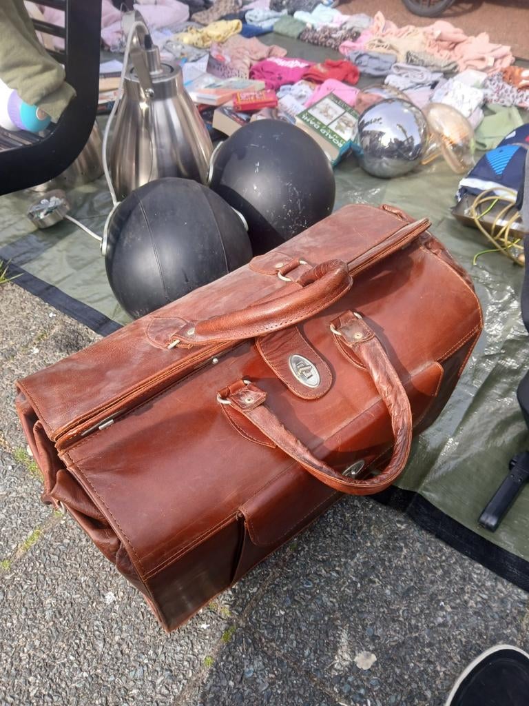 Vintage Leren Dokterskoffer / Reistas - Bruin, Antiek en Kunst, Antiek | Kantoor en Zakelijk, Ophalen of Verzenden