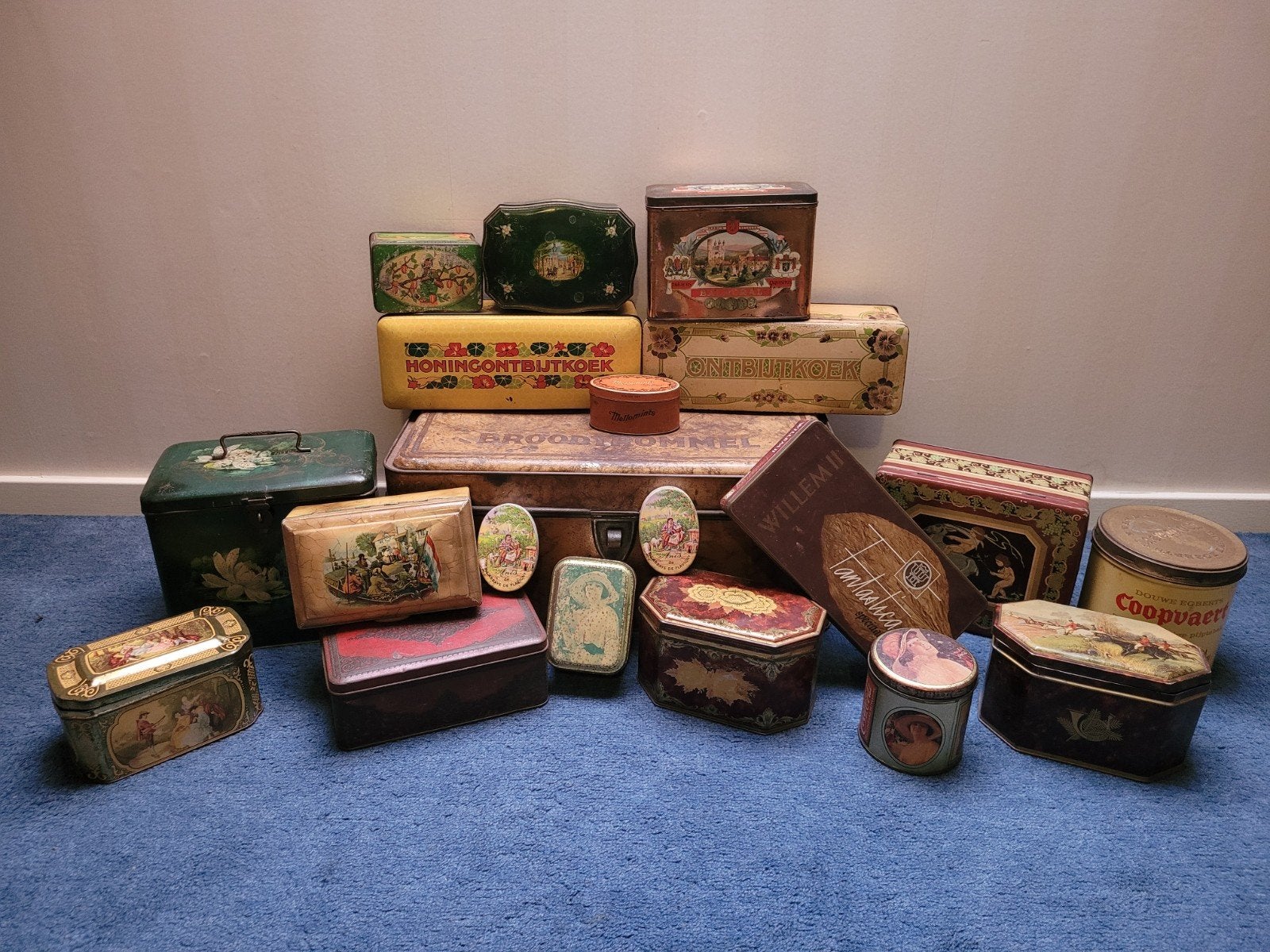 Grote collectie vintage blikken en trommels, Ophalen of Verzenden, Gebruikt, Overige, Overige merken