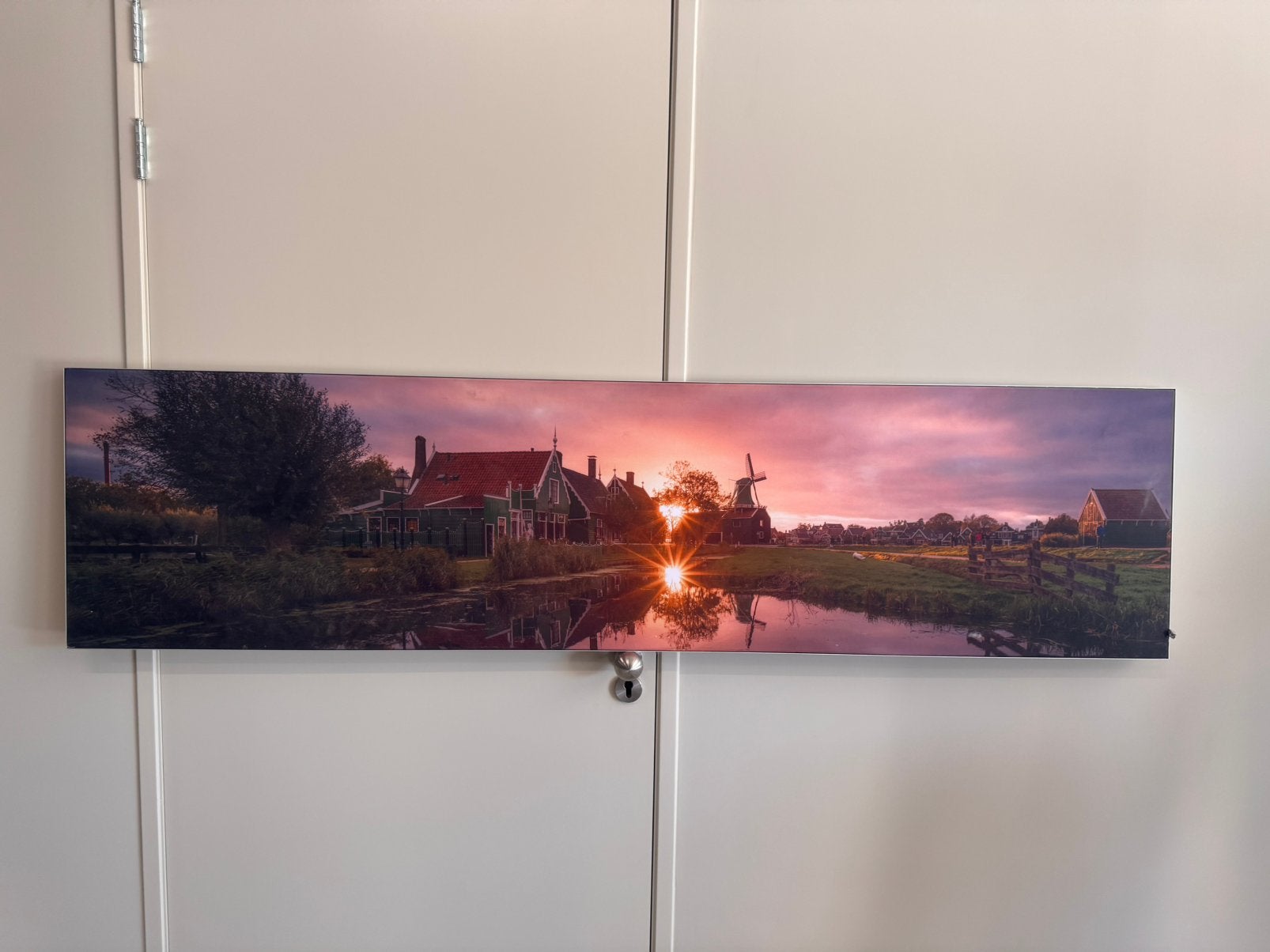 Akoestisch schilderij met prachtige Hollandse zonsondergang!, Ophalen, Textiel, Landschap