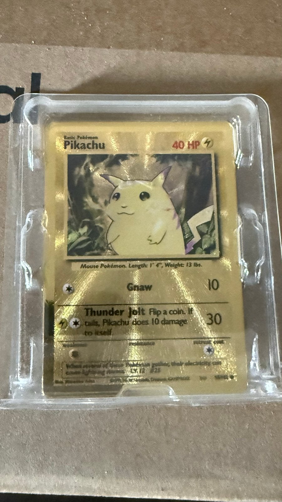 Gouden Pikachu Pokémon Kaart - Limited Edition - CEL BS58, Ophalen of Verzenden, Zo goed als nieuw, Losse kaart, Foil