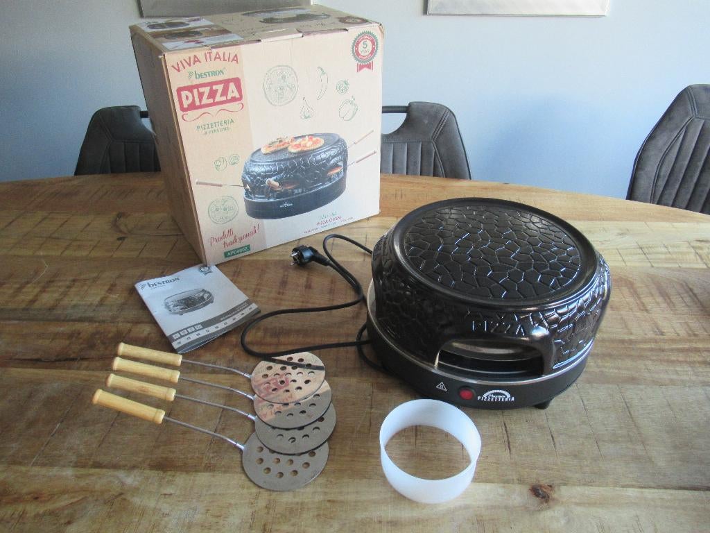 Bestron Zwarte Pizzarette 4 personen pizzaoven pizza oven, Tuin en Terras, Pizzaovens, Ophalen of Verzenden, Zo goed als nieuw