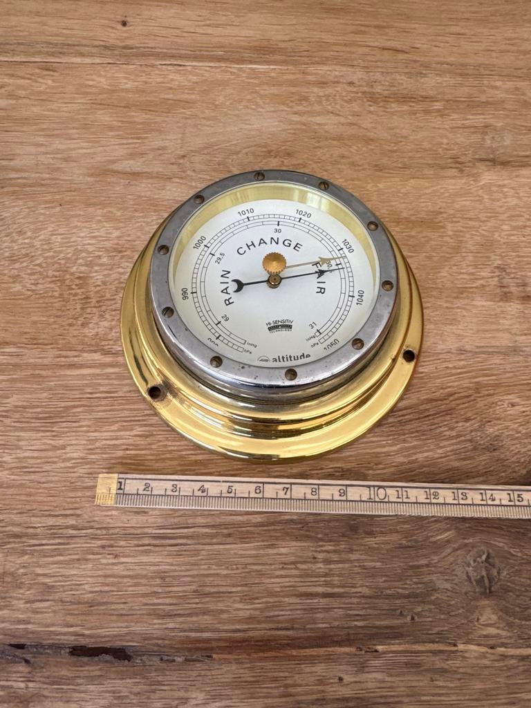 Vintage Barometer messing, Ophalen, Gebruikt, Barometer