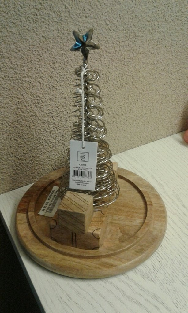 Riviera Maison yzeren kerstboom op houten plank, Huis en Inrichting, Woonaccessoires | Overige, Ophalen of Verzenden, Nieuw