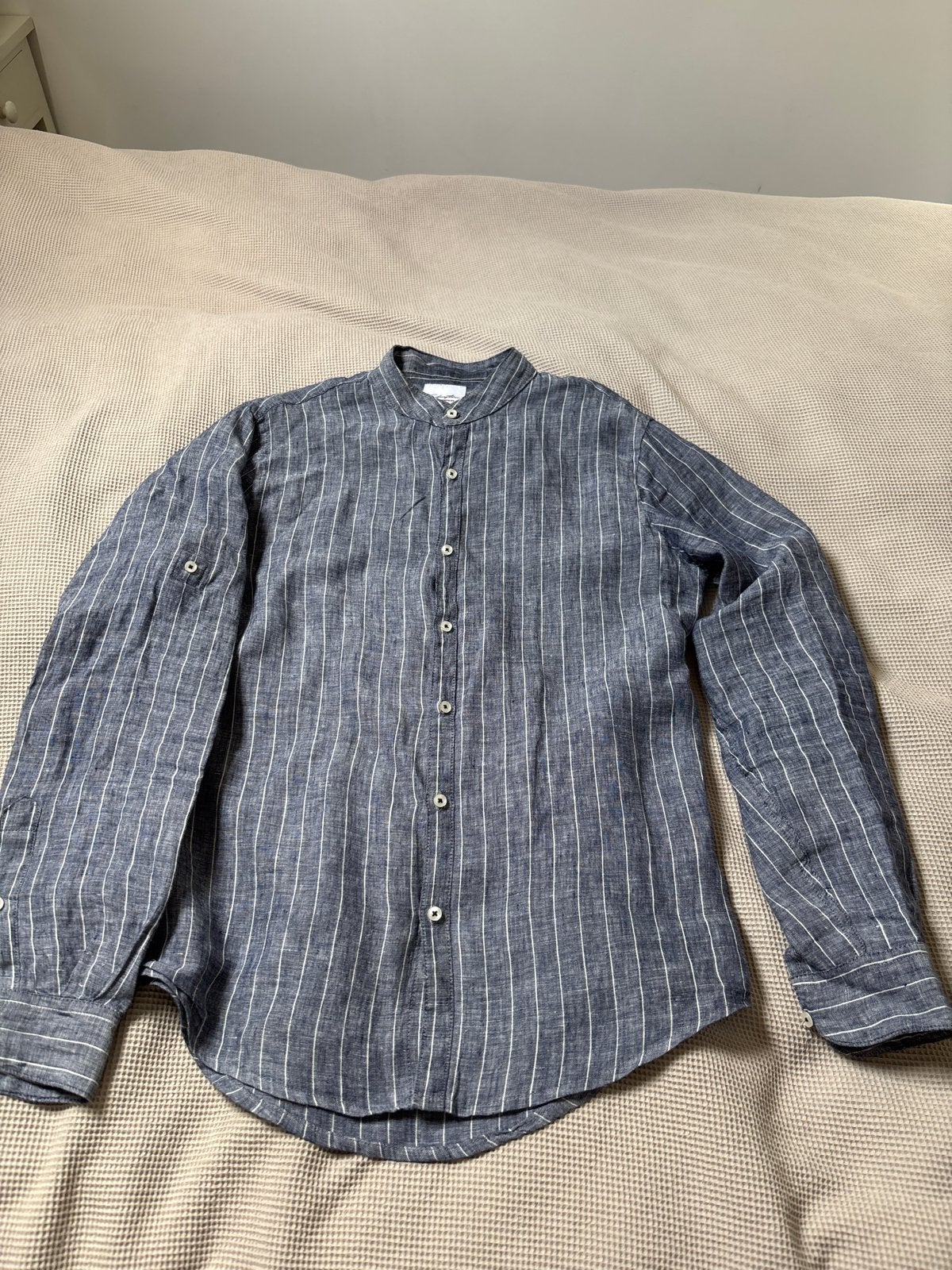 Linnen overhemd maat s, Kleding | Heren, Overhemden, Ophalen of Verzenden, Zo goed als nieuw, Blauw, Halswijdte 38 (S) of kleiner