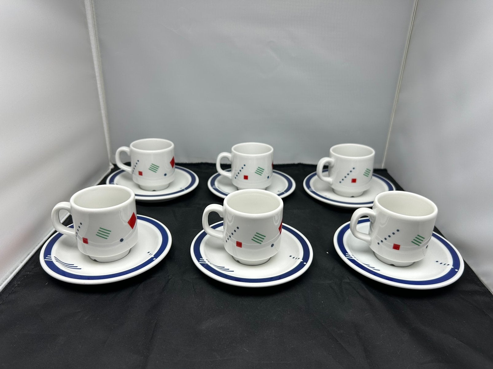 Vintage Mosa espressokopjes jaren 80 Memphis stijl 6x, Huis en Inrichting, Ophalen, Vintage, Zo goed als nieuw, Kop(pen) en/of Schotel(s)