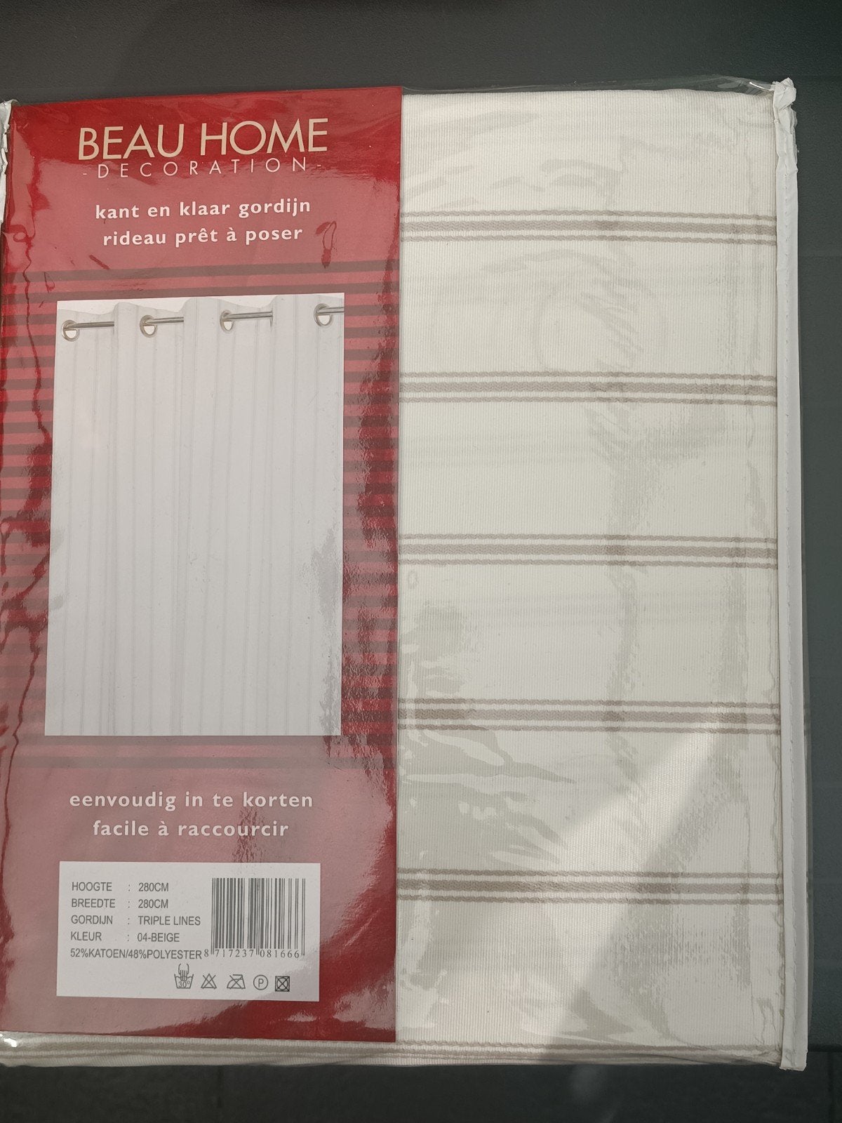 Nieuw Beau Home Gordijn 280x280cm, Overige merken, Beige, Nieuw, Ophalen of Verzenden