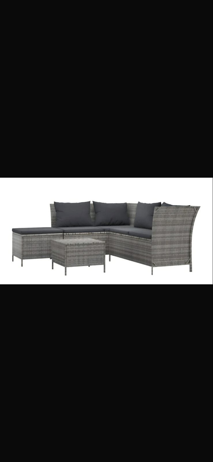 Nieuwe loungeset grijs wicker met donkergrijze kussens, Tuin en Terras, Tuinsets en Loungesets, 4 zitplaatsen, Nieuw, Ophalen of Verzenden
