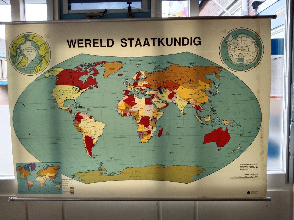 Schoolkaart / Wandkaart Wereld Staatkundig, Ophalen of Verzenden, Aardrijkskunde