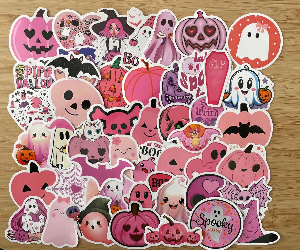 Halloween roze thema stickers, Verzenden, Nieuw, Meerdere stickers