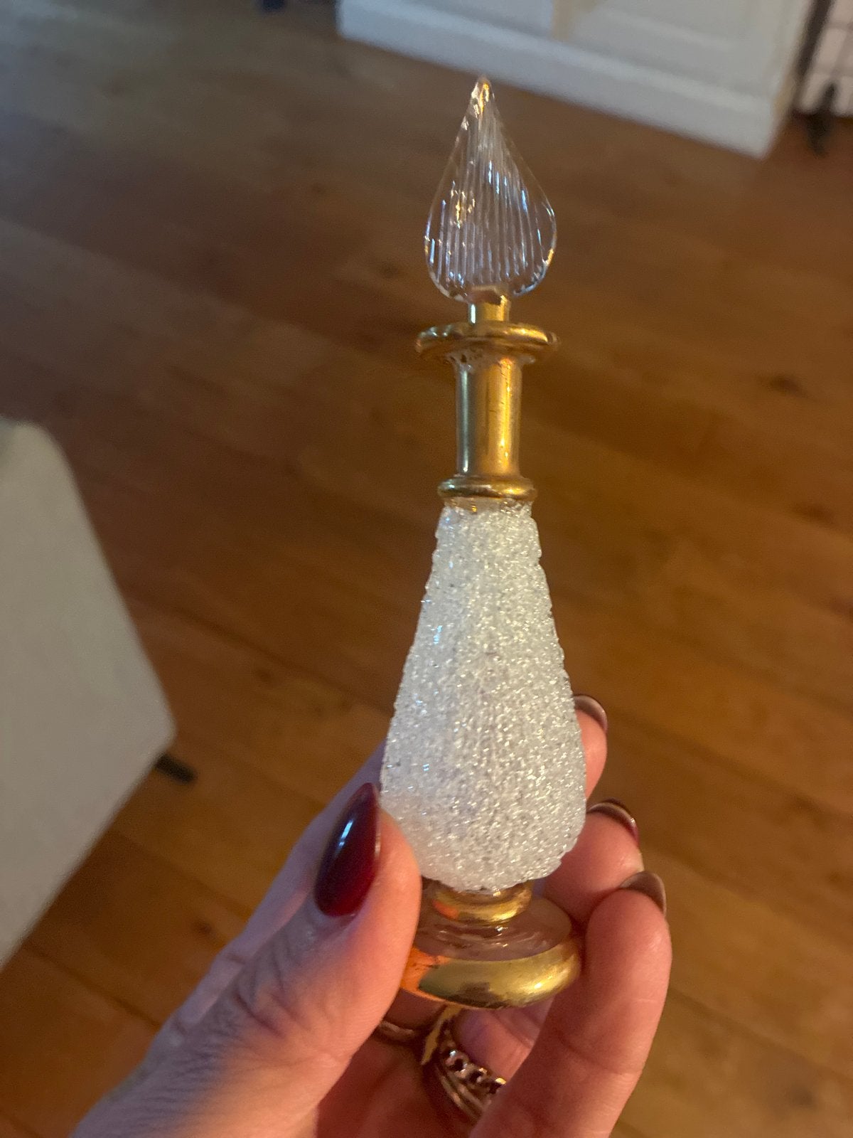 Decoratieve glazen fles met gouden accenten, Ophalen of Verzenden