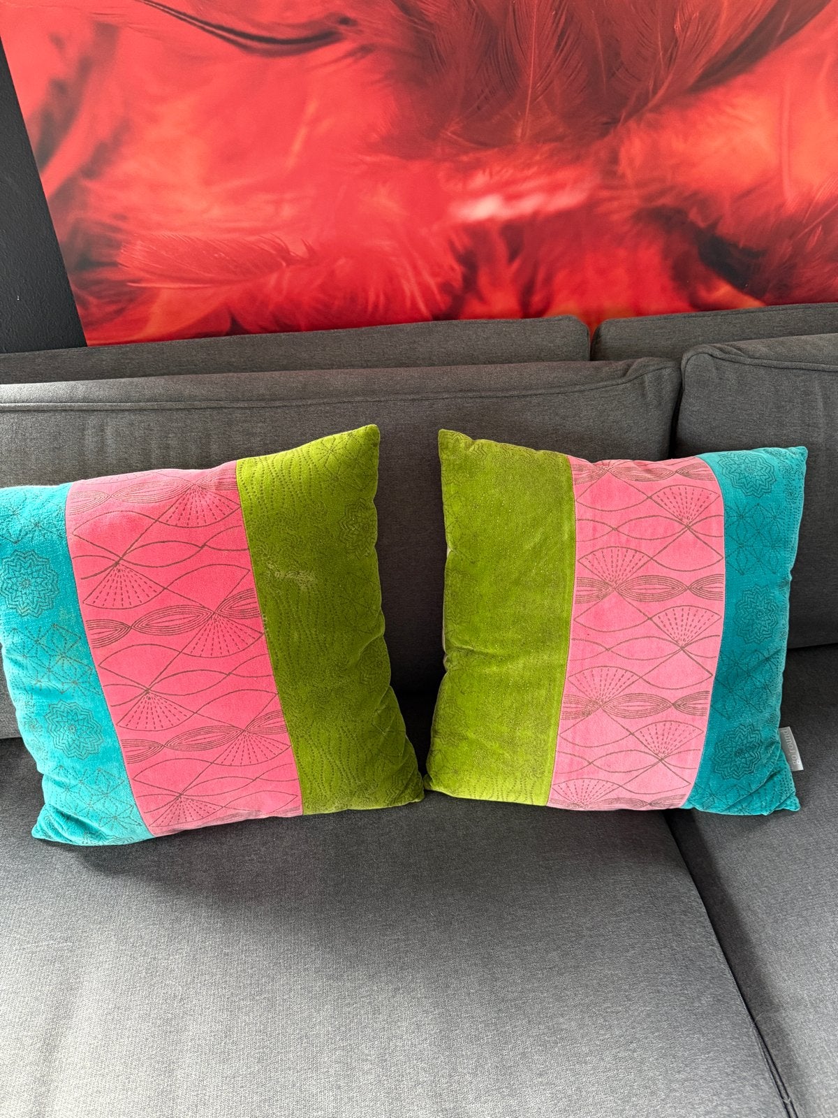 Set van 2 kleurrijke sierkussens - nieuw merk go round, Overige merken, Inclusief binnenkussen, Vierkant, Nieuw