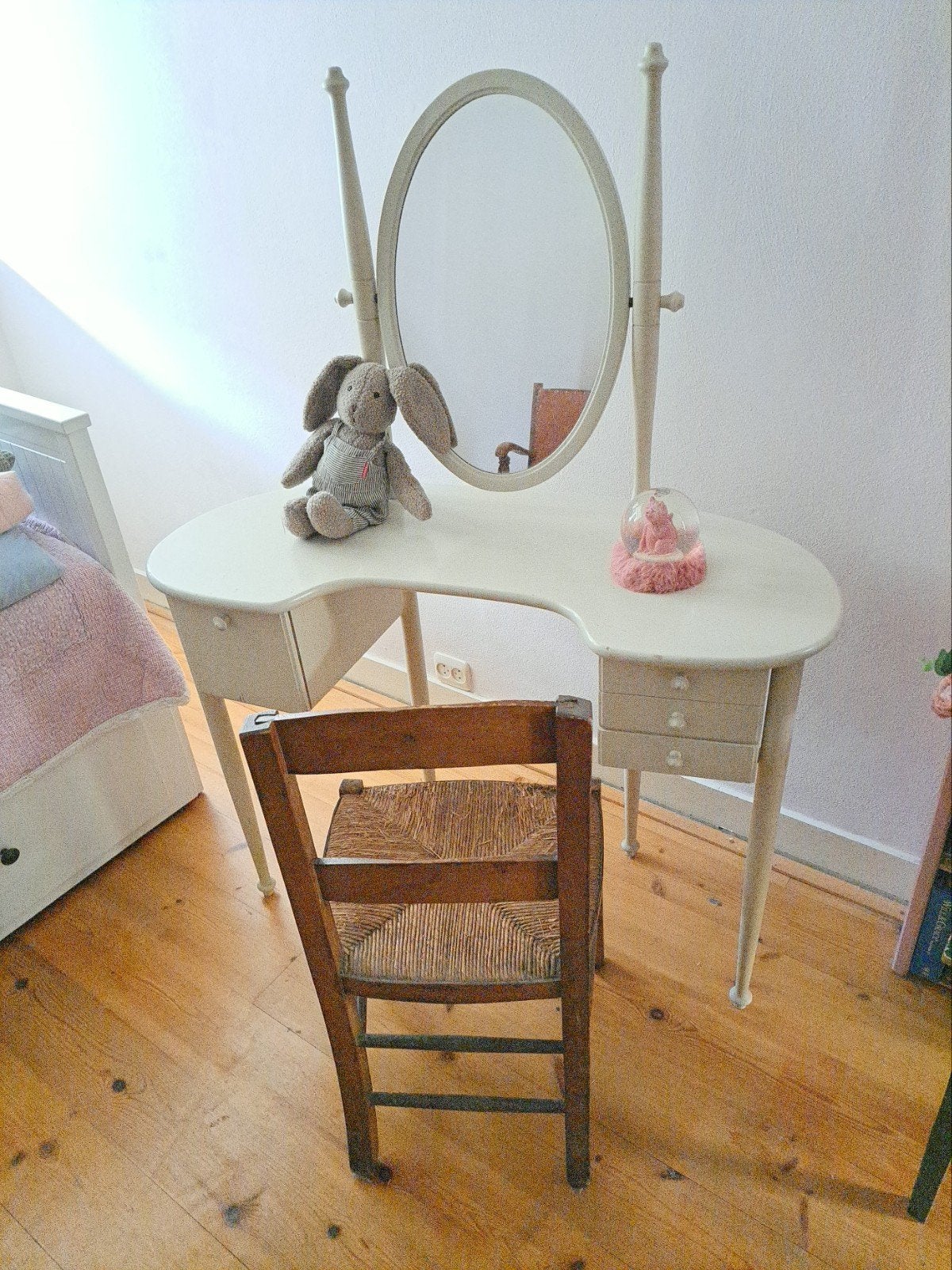 Vintage kaptafel met spiegel en lades, Ophalen, Gebruikt, 100 tot 150 cm, 100 tot 150 cm