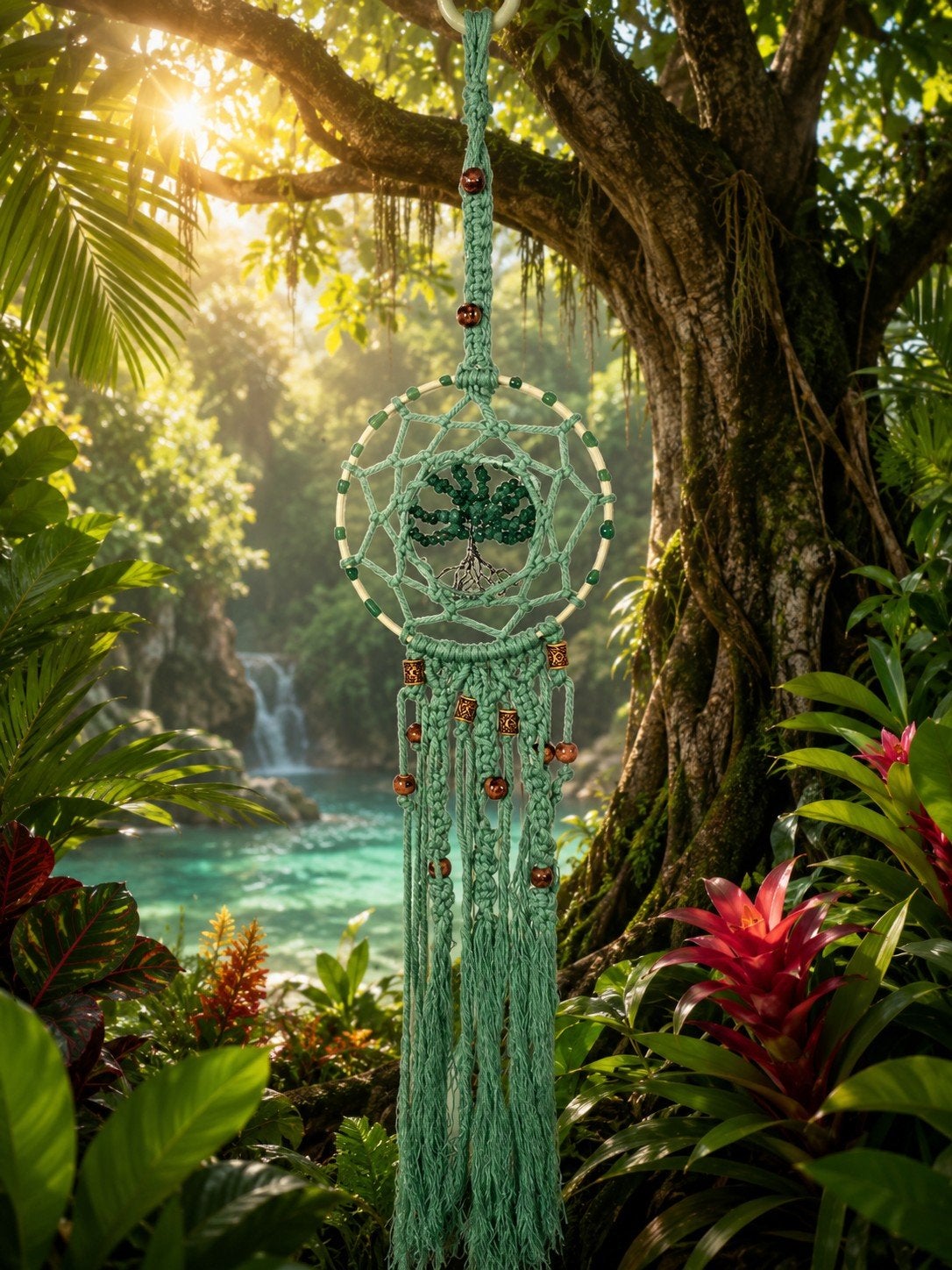 Dromenvanger met Aventurijn Edelstenen - 15x80 cm, Huis en Inrichting, Woonaccessoires | Overige, Groen, Boho, Nieuw, Ophalen of Verzenden