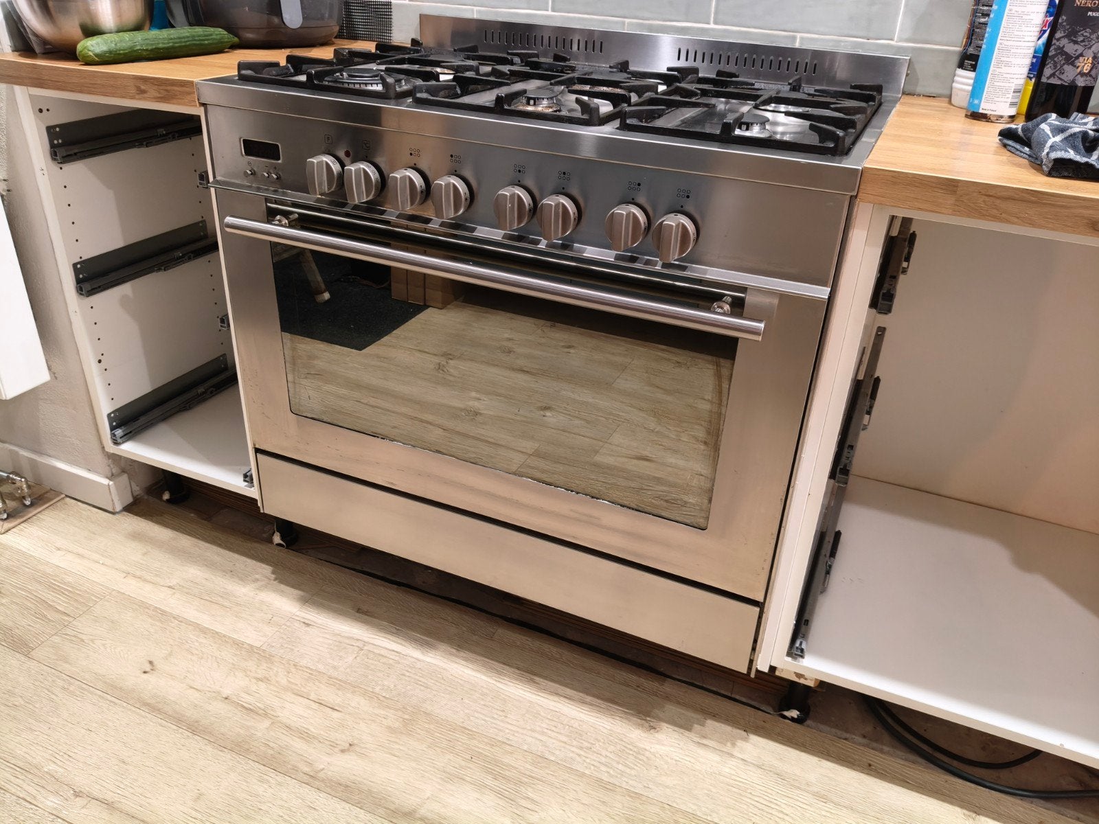Fornuis 90 cm met 6 pitten en grote oven, gebruikt, Witgoed en Apparatuur, Ophalen, Gebruikt, 60 cm of meer, Gas