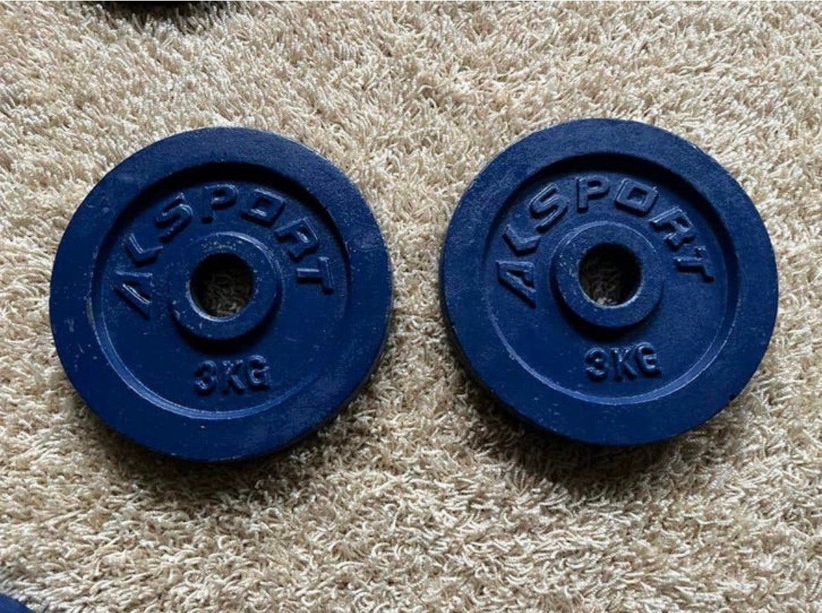 AKsport twee halterschijven ijzer blauw 3 kg, Ophalen of Verzenden, Zo goed als nieuw