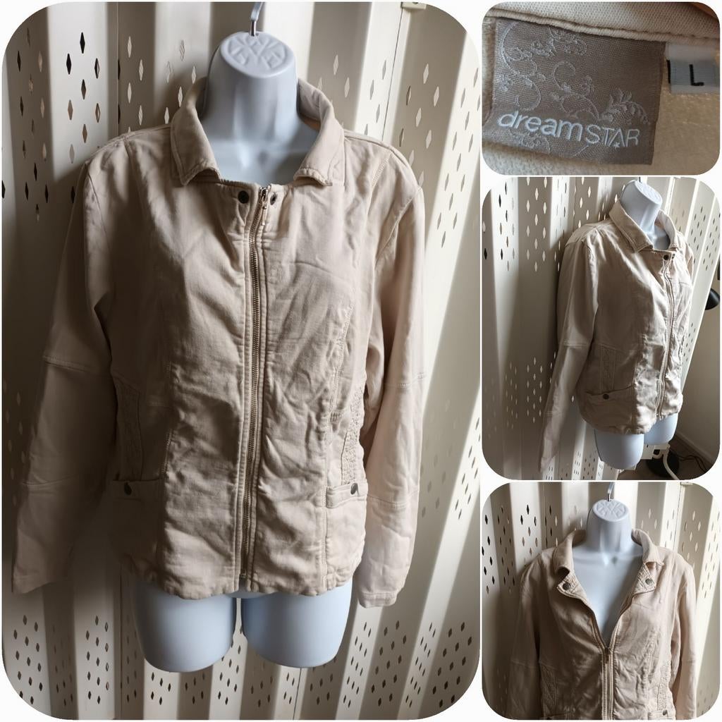 Dreamstar Beige Tussenjas Katoen Viscose Stretch Maat L, Dreamstar, Beige, Maat 42/44 (L), Ophalen of Verzenden