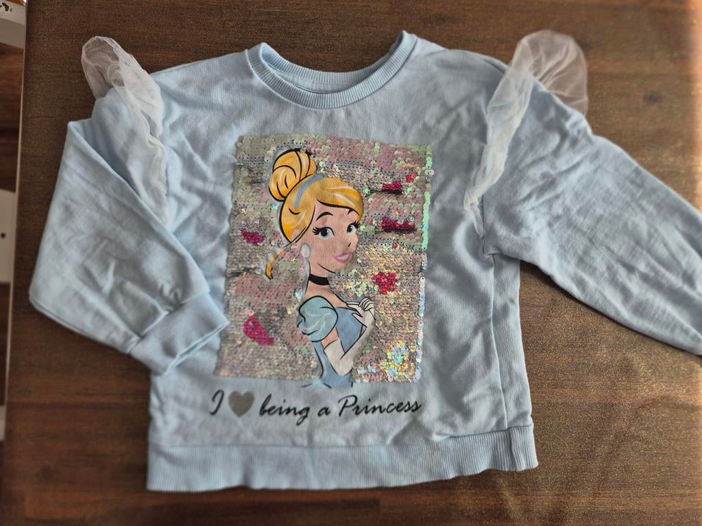 Disney Assepoester trui met pailletten - Sinsay maat 104, Meisje, Trui of Vest, Ophalen of Verzenden, Zo goed als nieuw