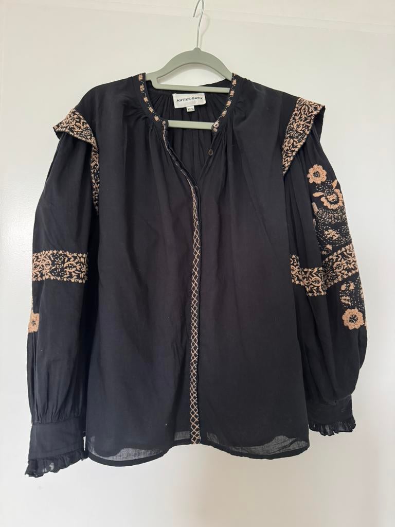 Mooie zwarte Antik Batik blouse xs is 36, Ophalen of Verzenden, Zo goed als nieuw, Maat 36 (S), Zwart