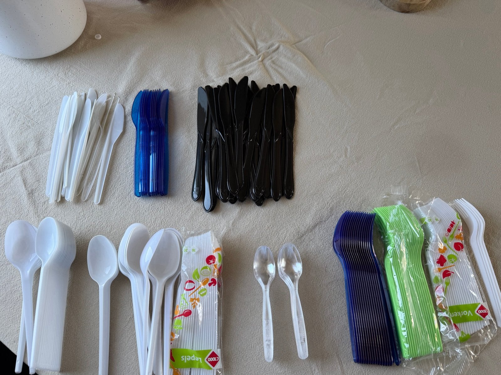 Wegwerp bestekset: lepels, vorken en messen, Kunststof, Bestekset, Overige typen, Nieuw