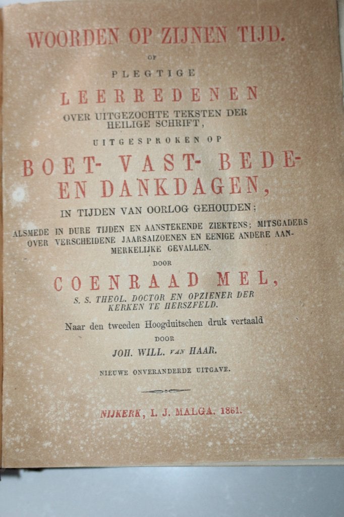 Coenraad Mel - Woorden op zijnen tijd (1861), Ophalen of Verzenden, Gelezen, Christendom | Protestants