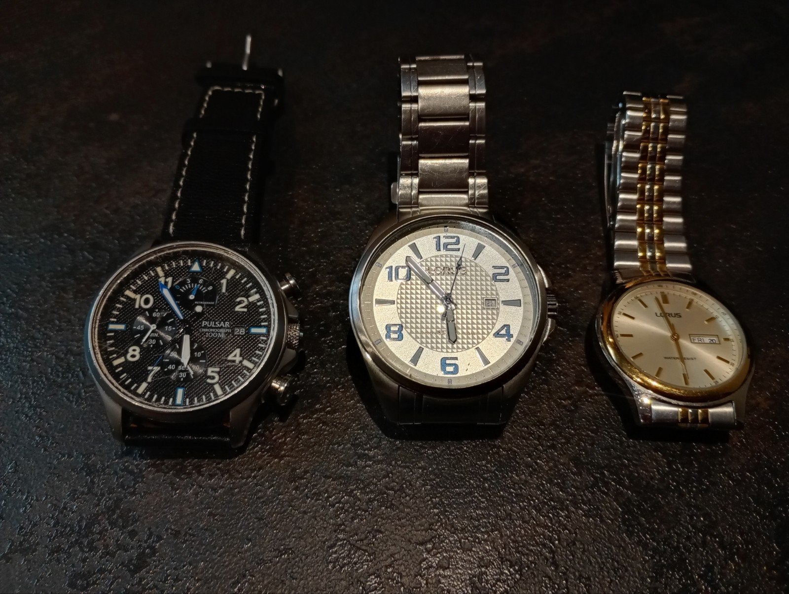 3 Lorus en Pulsar horloges met nieuwe leren band en batterij, Overige merken, Polshorloge, Ophalen of Verzenden, Leer