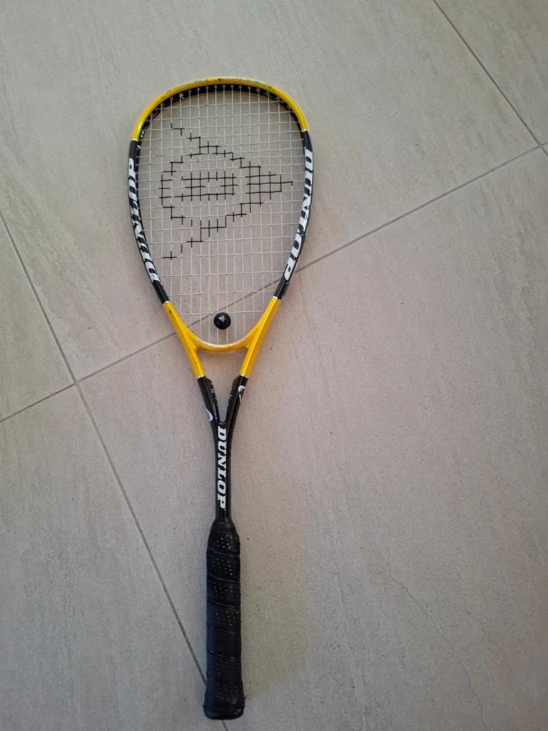 Dunlop Squash Racket - Geel/Zwart, Sport en Fitness, Squash, Ophalen of Verzenden, Gebruikt, Racket