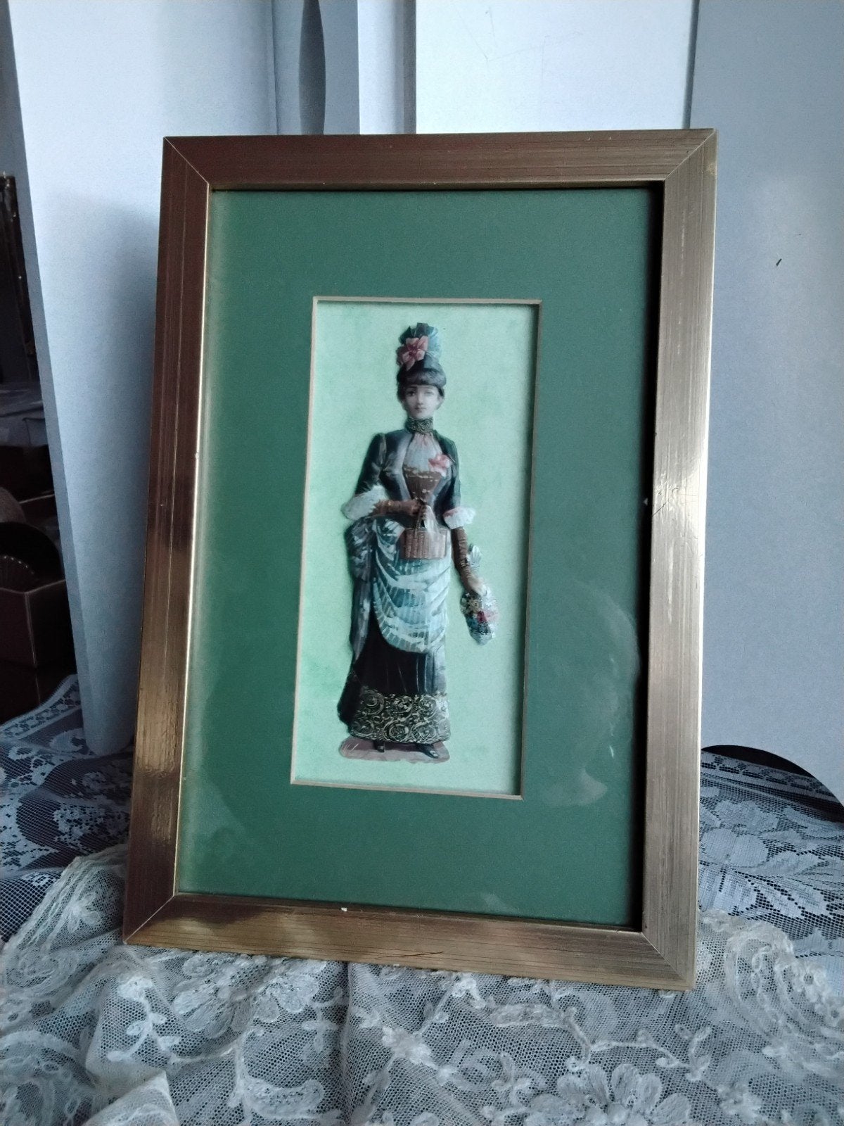mooie oud poezieplaatje in gelijst, Antiek en Kunst, Curiosa en Brocante, Ophalen of Verzenden