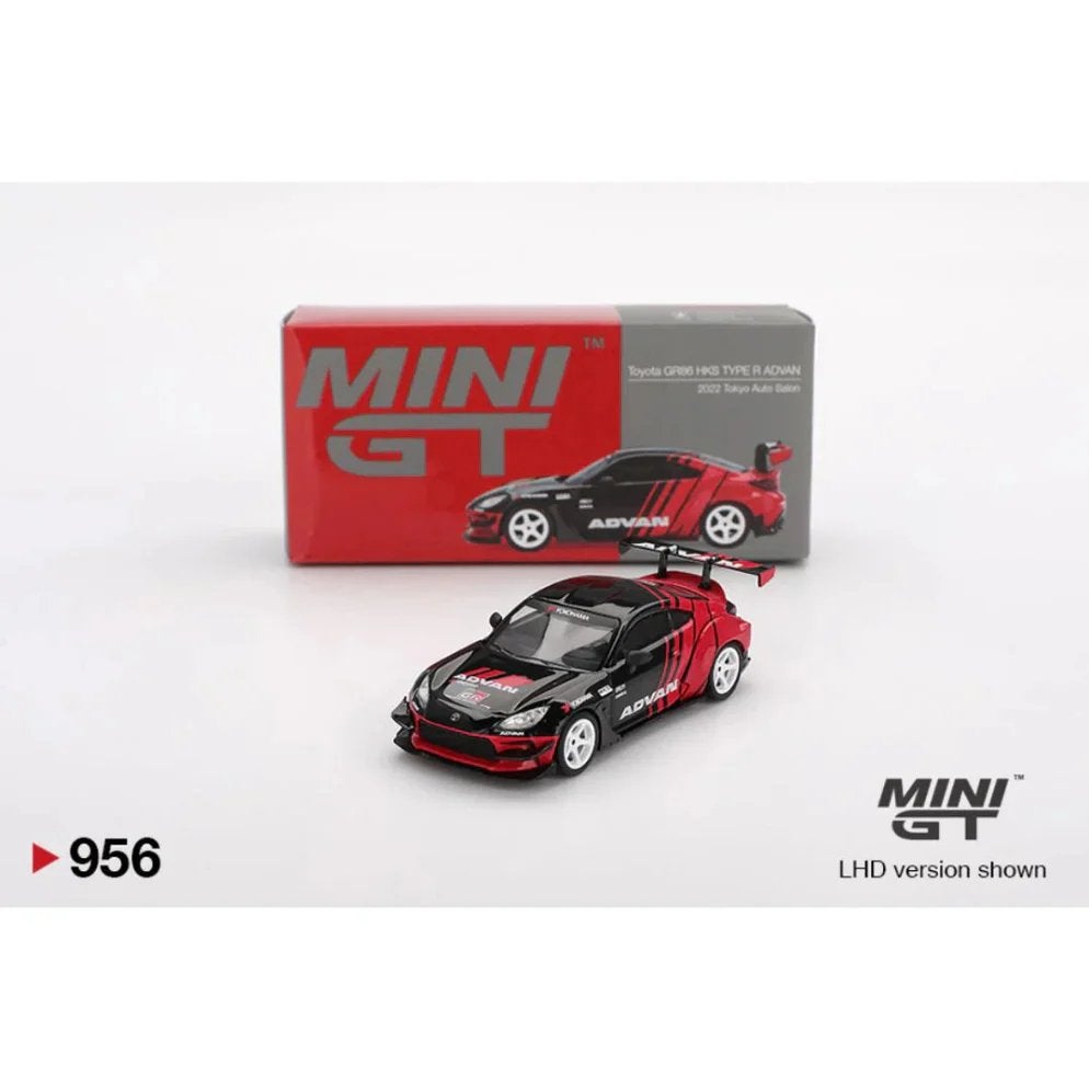 Toyota GR86 HKS Type R Advan van Mini Gt 1/64 nr. 956, Ophalen of Verzenden, Nieuw, Auto
