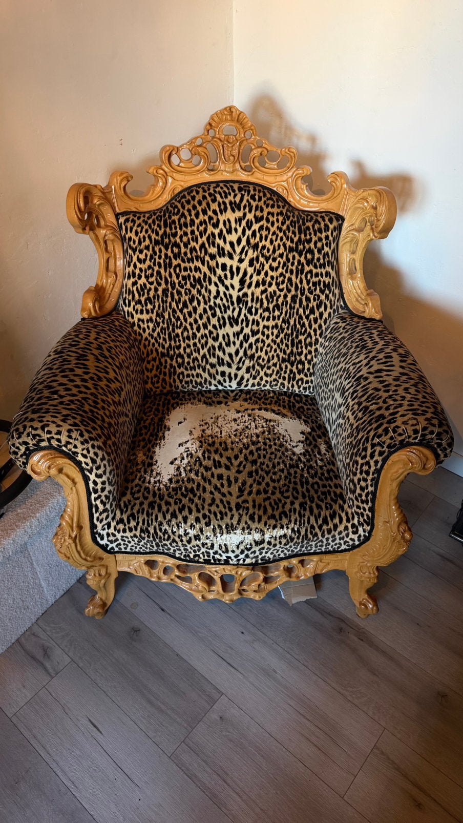 Fauteuil barok stoel panterprint, Ophalen